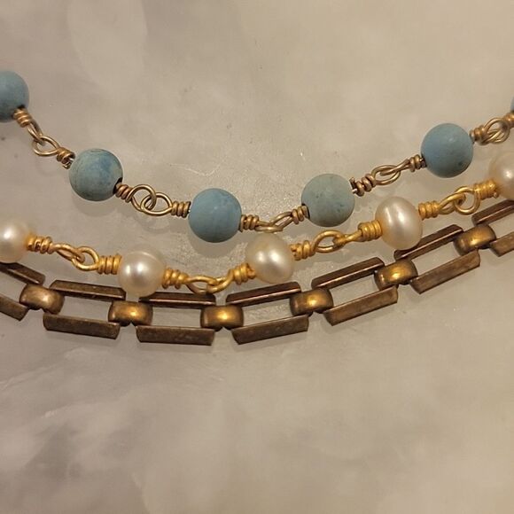 Dauphine New York Gold Goddess Boho Festival Headband HeadPiece Pearl Turquoise - Picture 4 of 7